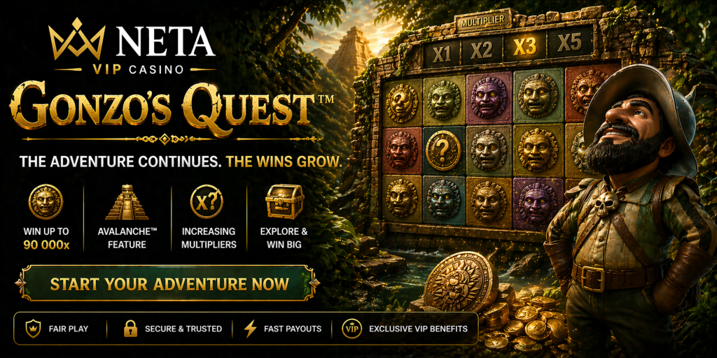 Adventure slot banner with jungle temple, explorer character, cascading reels, and treasure-themed visuals