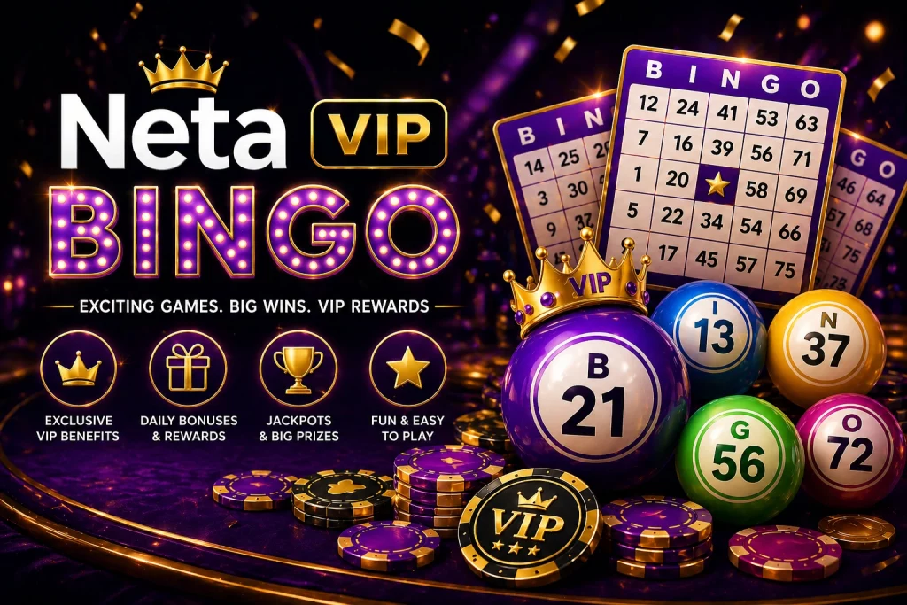 Bright bingo balls, cards and chips in a luxury VIP casino setting